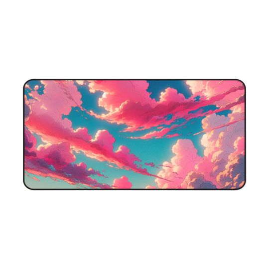 Pink Skies Cloud Desk Mat, Gaming Mouse Pad, Home Office Desk Accessory
