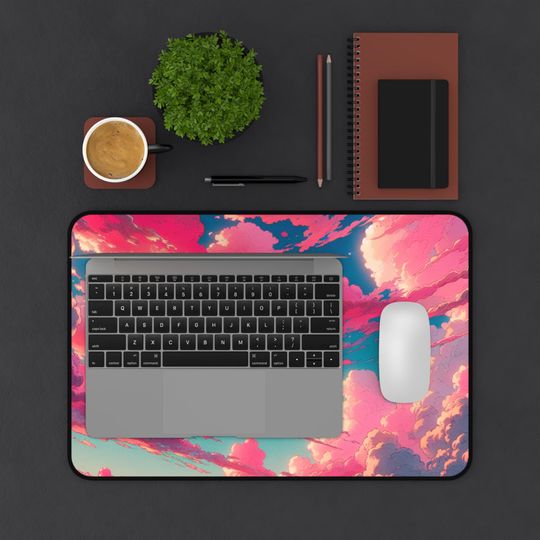 Pink Skies Cloud Desk Mat, Gaming Mouse Pad, Home Office Desk Accessory