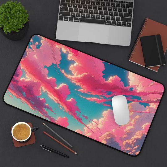 Pink Skies Cloud Desk Mat, Gaming Mouse Pad, Home Office Desk Accessory