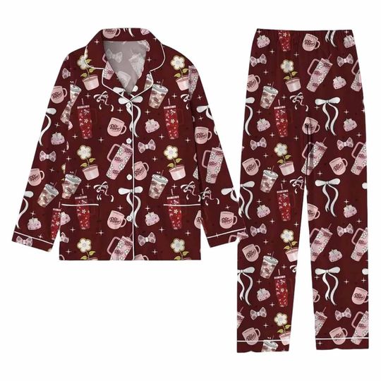 Coquette Bow Dr Pepper Christmas Pajama Set
