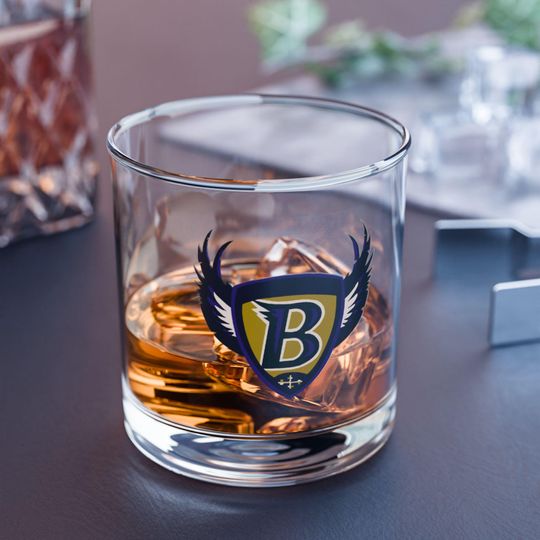 Baltimore Ravens Rocks Glass - Retro Design Rocks Glass, 10oz