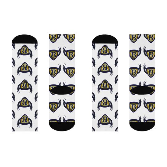 Retro Baltimore Ravens Socks - Hand-Drawn Fan Art Design Cushioned Crew Socks