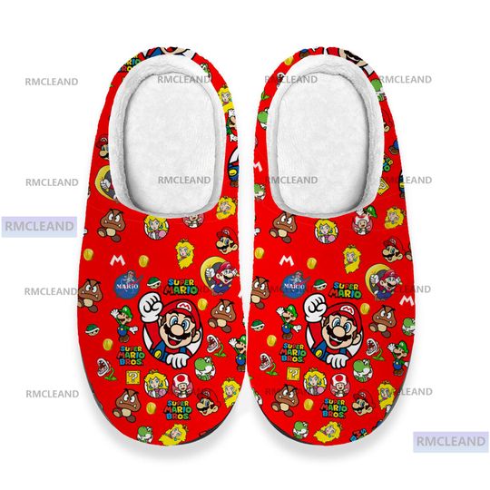 Super Mario 3D All Over Print Slipper, Super Mario Indoor Slipper, Winter Slipper, Christmas Slippers