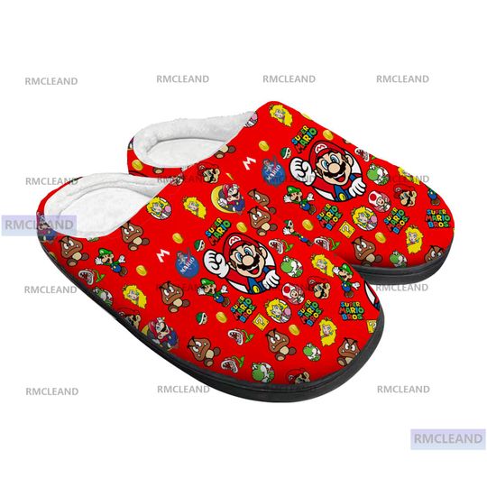 Super Mario 3D All Over Print Slipper, Super Mario Indoor Slipper, Winter Slipper, Christmas Slippers
