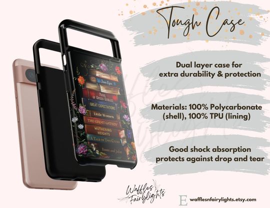 Personalized Bookshelf Phone Case: Dark Academia Book Lover Gift
