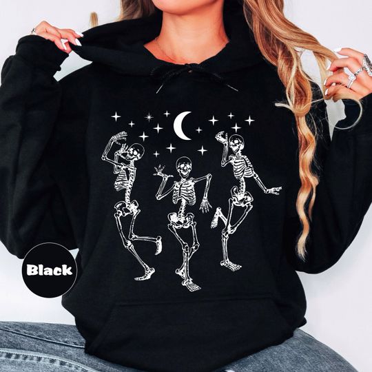 Dancing Skeleton Pumpkin Sweatshirt, Retro Halloween, Dancing Skeleton Halloween, Retro Fall Hoodie, Cute Fall Outfit, Cute Pumpkin Tee