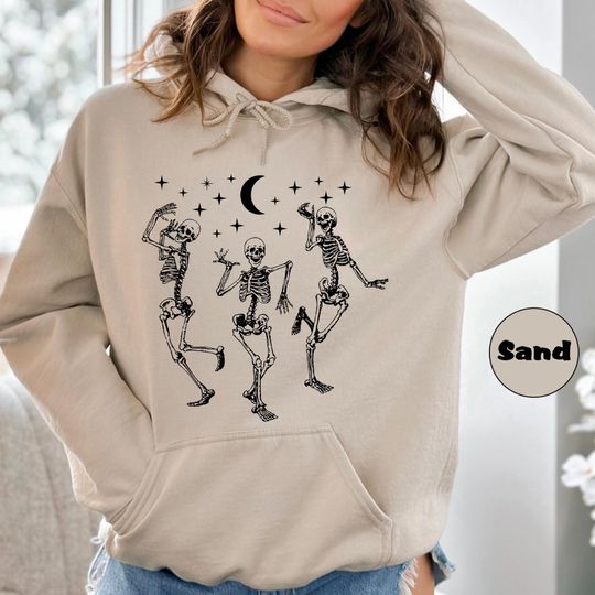 Dancing Skeleton Pumpkin Sweatshirt, Retro Halloween, Dancing Skeleton Halloween, Retro Fall Hoodie, Cute Fall Outfit, Cute Pumpkin Tee
