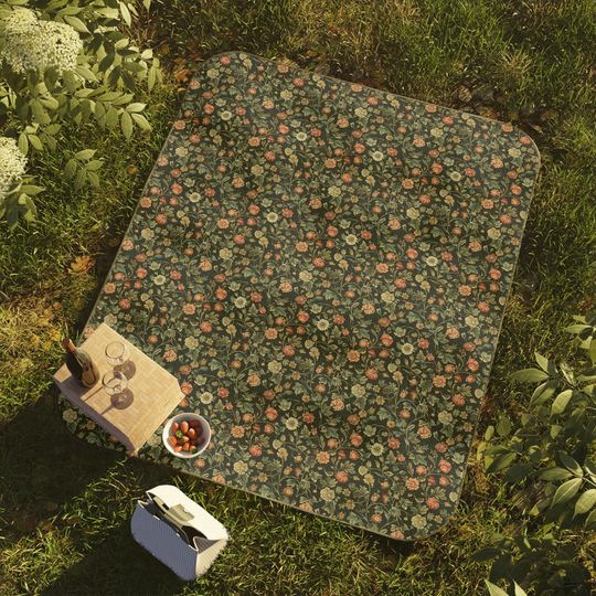 Wildflowers Picnic Blanket, Super Soft, Waterproof Washable Beach Blanket, Outdoor Blanket, Camping Blanket, Carrying strap included, 61x51