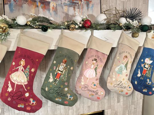 Nutcracker Stockings, Personalized Christmas Stockings, Christmas Nutcracker, Quality Velvet Stocking, Custom Nutcracker Gift, Gift for Kids
