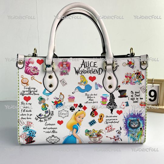 Alice in Wonderland Women Leather Bag, Alice Leather Handbag, Alice Bags for Women