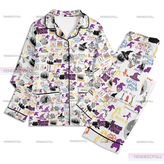 Hocus Pocus Adult Pajamas Set, Halloween Gifts, Lounge & Sleepwear