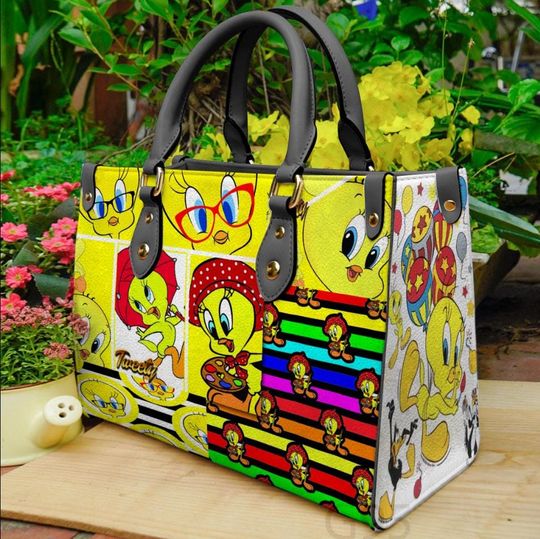 Tweety Bird Women Leather Bag, Tweety Bird Leather Handbag, Tweety Bird Bags for Women