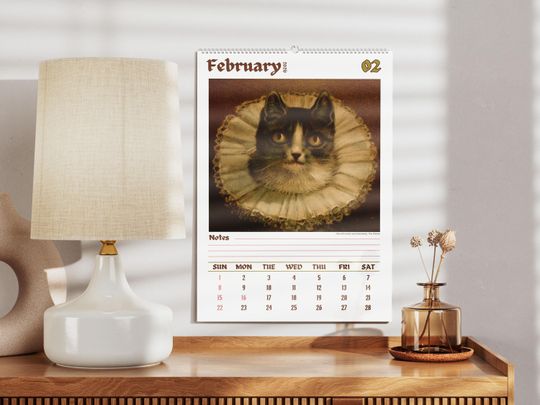 Weird cats in renaissance 2026 Wall Calendar