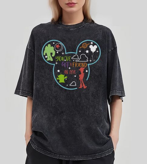 Toy Story Mickey Ear You've Got A Friend In Me Shirt, Disney Mineral Wash T-Shirt