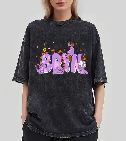 Custom Name Figment Dragon One Little Spark Shirt, Personalized Disney Mineral Wash T-Shirt