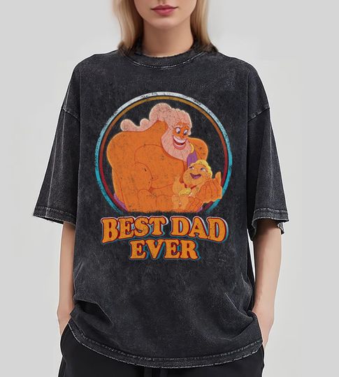 Retro 90s Zeus And Hercules Best Dad Ever Mineral Wash T-Shirt, Hercules Disney Dad Tee