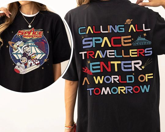 Disney Mickey Donald Goofy Space Mountain Double Sided Shirt