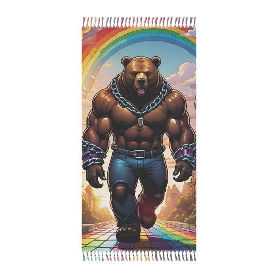 Rainbow Beach Bear Boho Beach Cloth, 1 size: 38"  81"