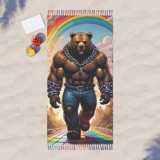 Rainbow Beach Bear Boho Beach Cloth, 1 size: 38"  81"