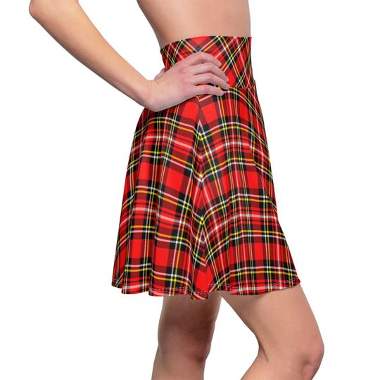 plaid patterns Women's Skater Skirt (AOP)
