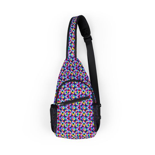 Colorful Geometric Chest Bag, Crossbody Travel Bag