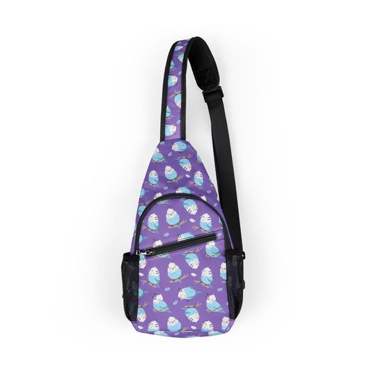 Budgie Print Chest Bag, Crossbody Travel Bag