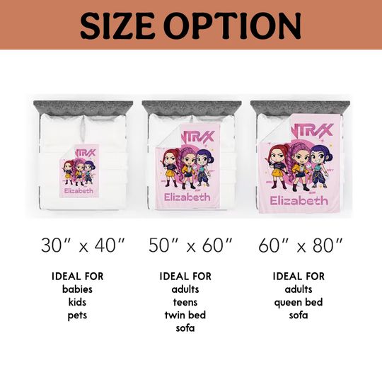 Personalized Chibi K-pop Blanket: Custom Name, Huntrix, Demon Hunter