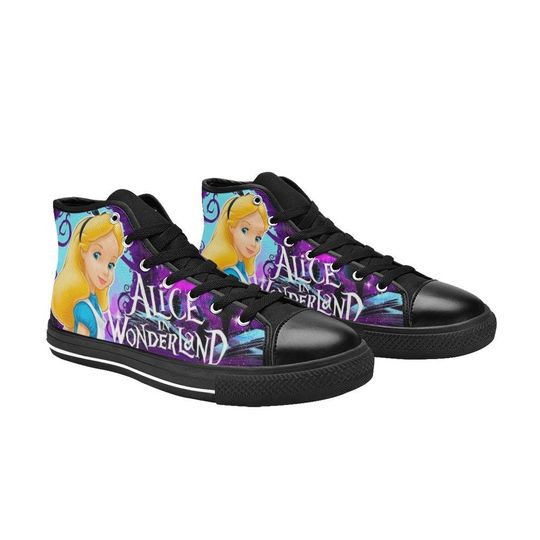 Cheshire Cat Alice in Wonderland High Top Sneakers, Alice in Wonderland Canvas Shoes