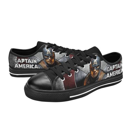 Captain America Low Top Sneakers, America Hero Shoes