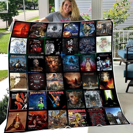 Rock Band Music Album Covers Quilt Blanket, Rock Band Cozy Quilt Blanket, Music Album Blanket, Bedding Decor, Home Decor Gift.