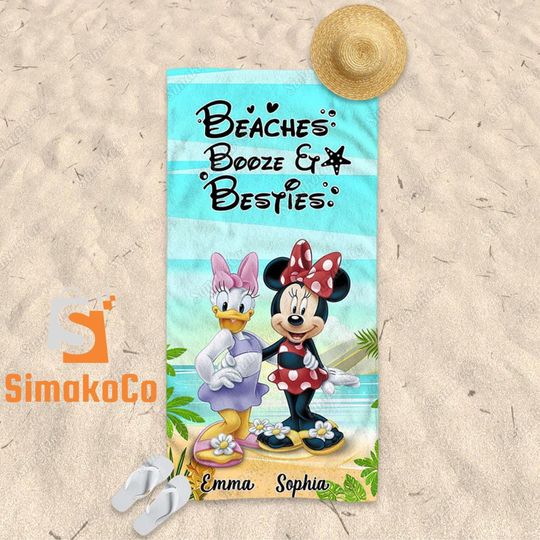 Minnie Daisy Beach Towel, Personalized Beach Towel, Minnie Daisy Bath Towel