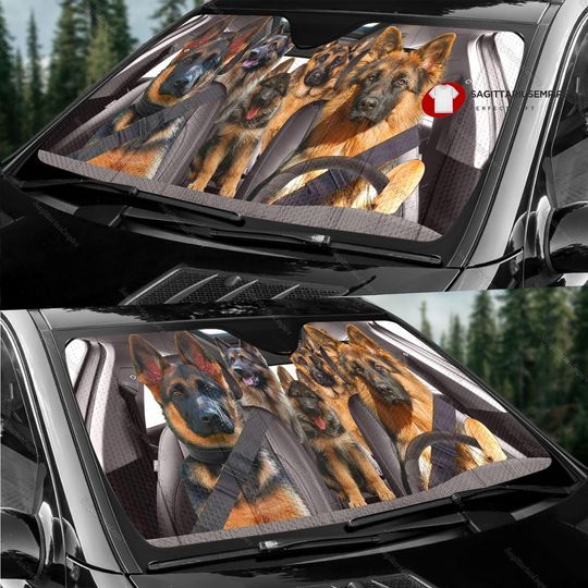 German Shepherd Dog Car Sun Shade, Funny German Shepherd