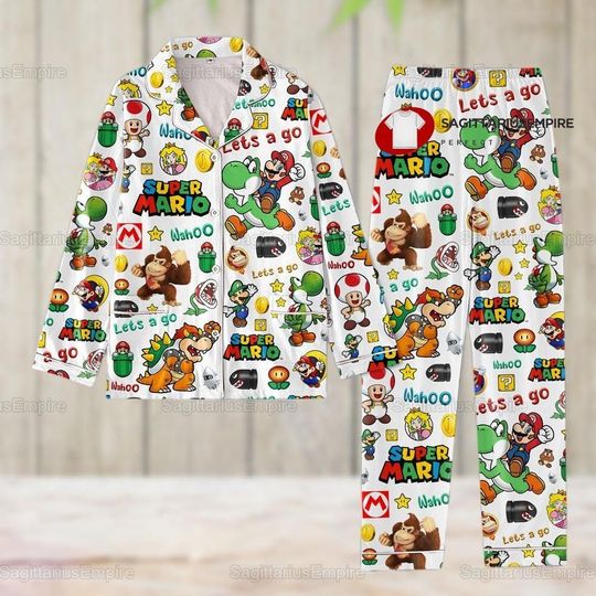 Super Mario Pajamas Set, Super Mario Pajamas Pants, Super Mario Matching Pajamas Set