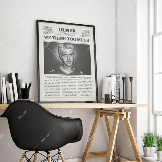 Lil Peep Newspaper Print, We think too much Poster, We think too much Lyrics Print, Lil Peep Poster, HELLBOY Poster