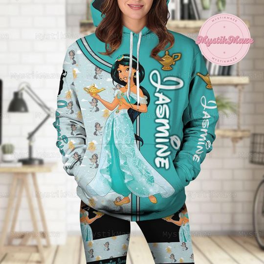 Jasmine Hoodie Legging, Aladdin Hoodie, Jasmine Womens Legging, Jasmine Disney Adult Hoodie