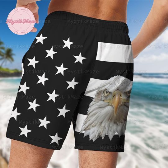 Eagle American Flag Short, Eagle Shorts Men, American Flag Mens Shorts