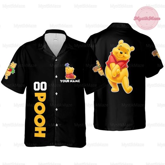 Custom Pooh Hawaiian Shirt, Winnie The Pooh Hawaiian Shirt, Magic Kingdom Shirt, Summer Shirt, Vacation Shirt, Beach Shirt, Disney Gift
