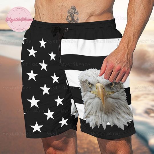Eagle American Flag Short, Eagle Shorts Men, American Flag Mens Shorts