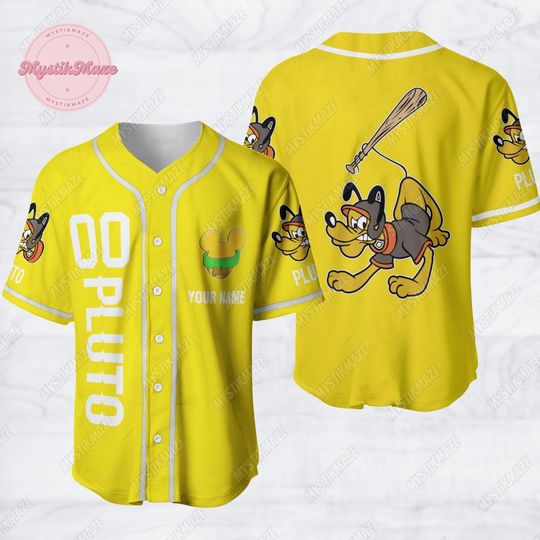 Personalized Pluto Baseball Jersey, Disney Pluto Jersey Shirt