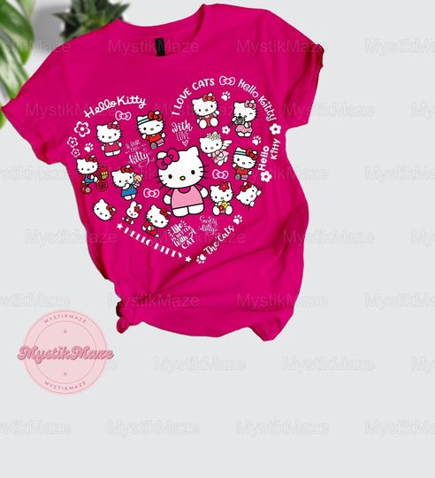 Hello Kitty T-shirt Pajamas Set, Kitty Cat Pajamas, Funny Gift