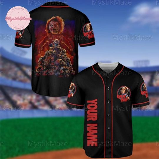 Personalized Halloween Chucky Baseball Jersey, Custom Name Baseball Shirt