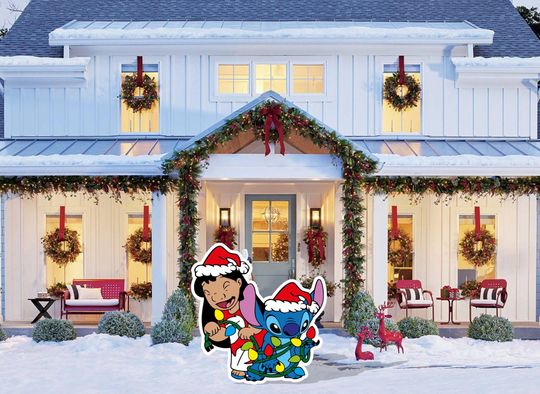Lilo and Stitch Christmas Yard Sign