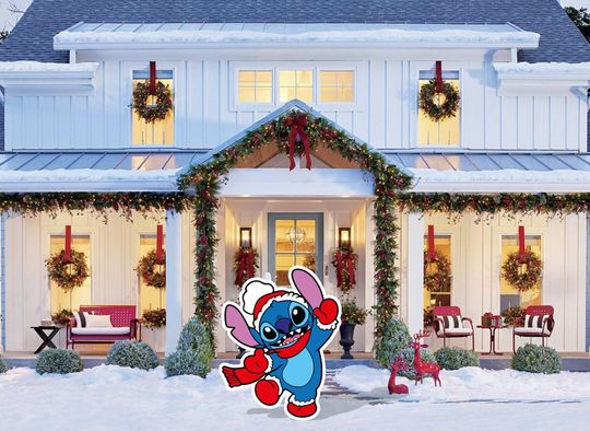 Lilo and Stitch Christmas Yard Sign
