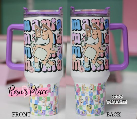 BlueyDad Tumbler, BlueyDad Family Tumbler 40 oz with Handle