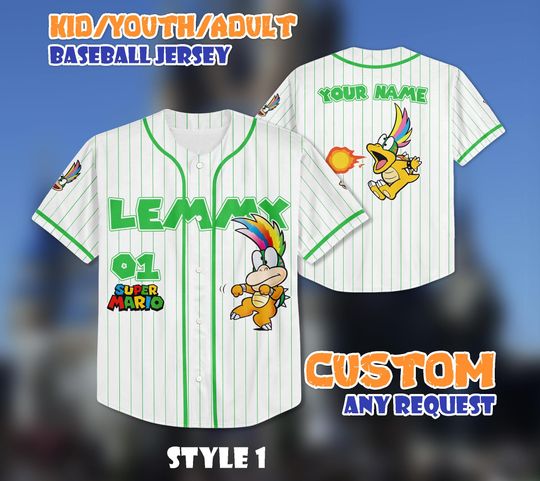 Custom Lemmy Baseball Jersey, Personalized Super Mario Family Shirt