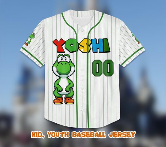 Custom Yoshi Baseball Jersey, Personalized Super Mario Family Shirt