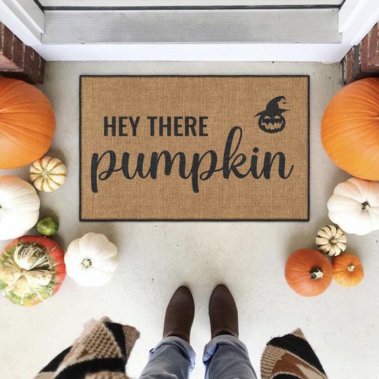 Hey There Pumpkin Halloween Doormat, Halloween Door Mat, Welcome Mat, Funny Doormat, Halloween Mat, Halloween Rug, Happy Halloween Mat