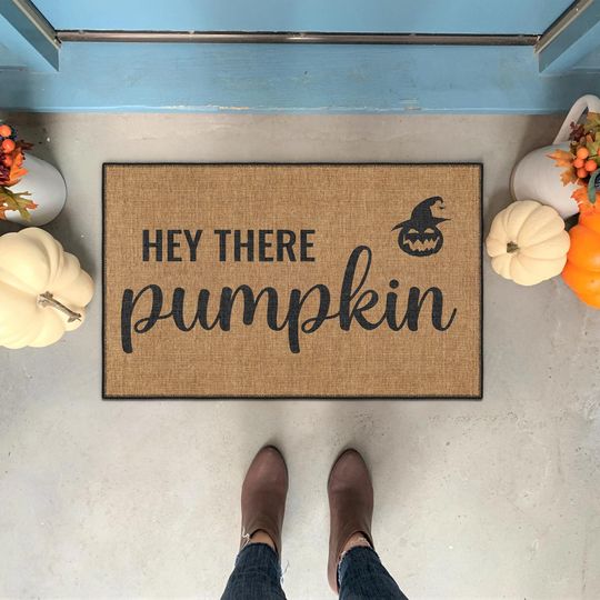 Hey There Pumpkin Halloween Doormat, Halloween Door Mat, Welcome Mat, Funny Doormat, Halloween Mat, Halloween Rug, Happy Halloween Mat