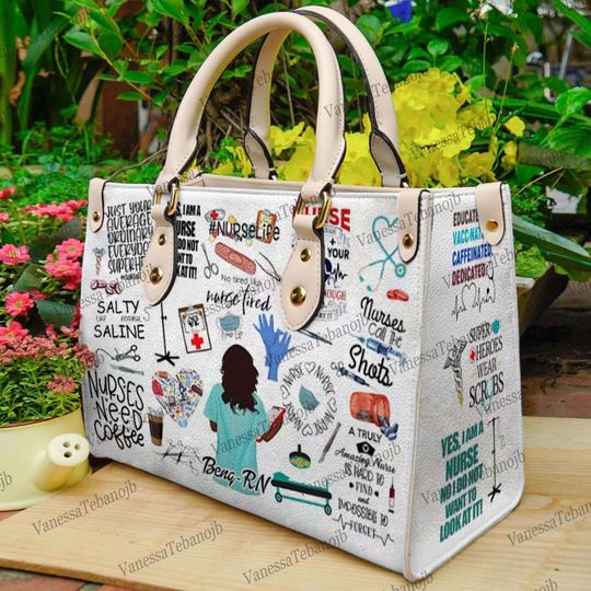 Nurse Heart Personalized Leather HandBag