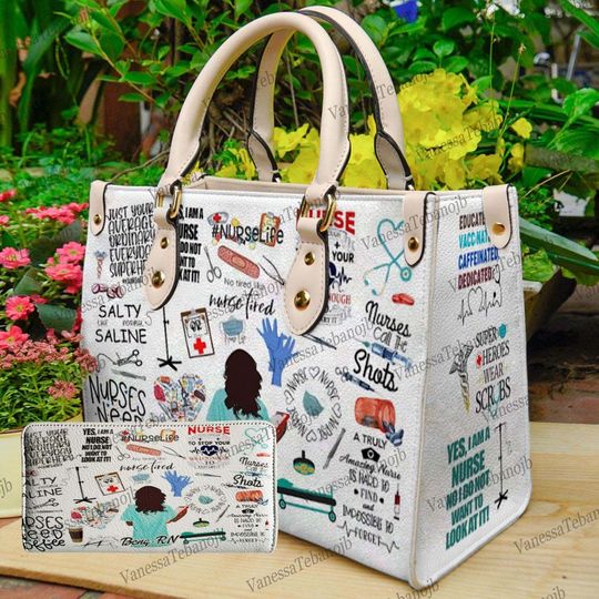 Nurse Heart Personalized Leather HandBag